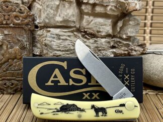 case horse farm scene knife | Yellow Sod Buster Jr. 80032FSH