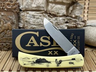 case rooster farm scene knife | Yellow Sod Buster Jr. 80032FSR