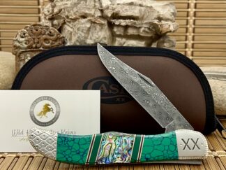 wild horse abalone folding hunter | J. Kidd Damascus #1 of 1