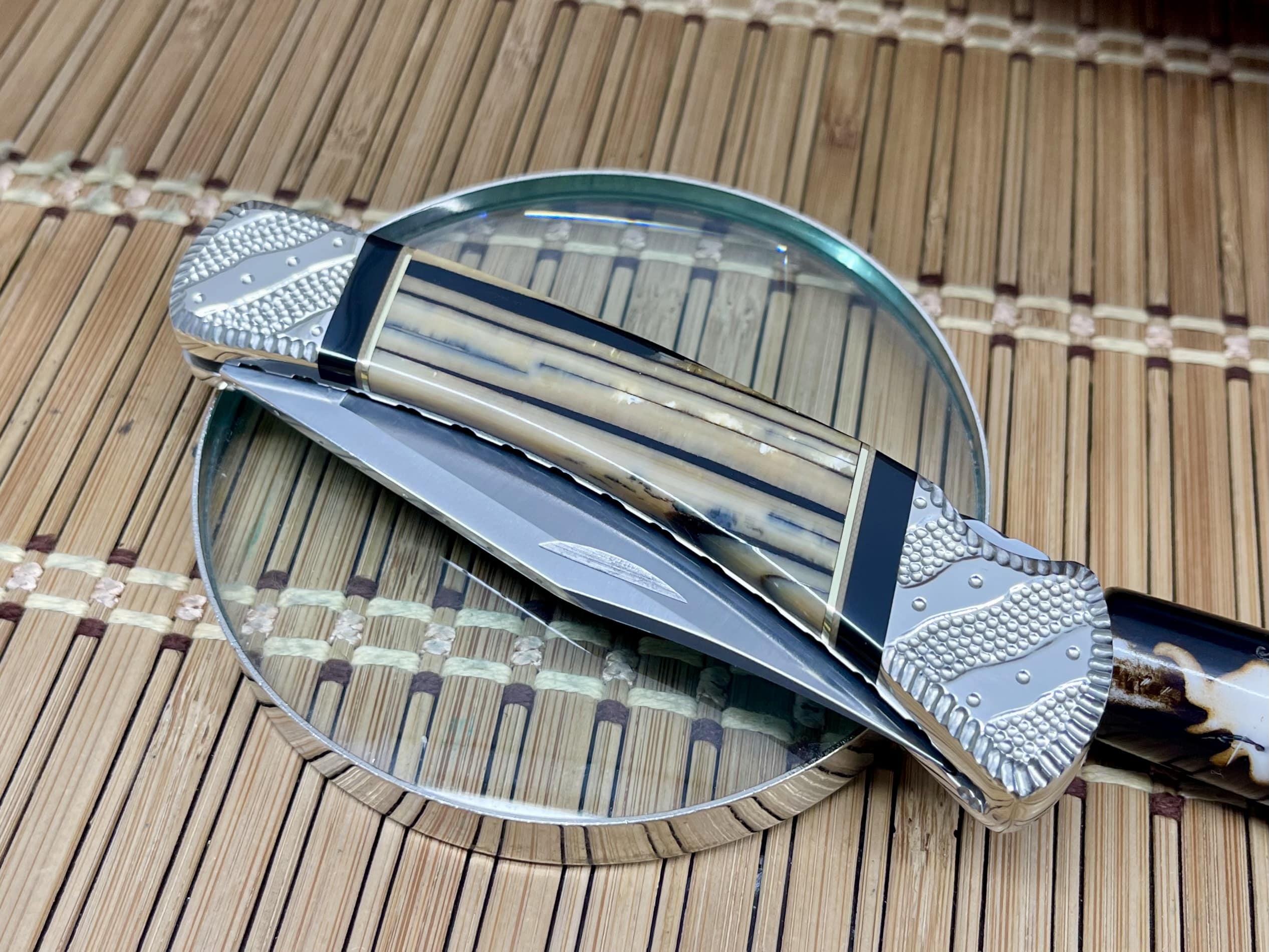 Buck 110 Wild Horse Custom Mammoth Fossil & Black Onyx Folding Hunter Pocket Knife #02 of 25 - Image 3