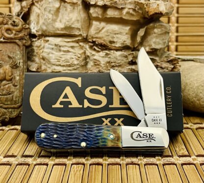 Case XX USA Hand-Fired Jigged Navy BLUE Bone Barlow Pocket Knife