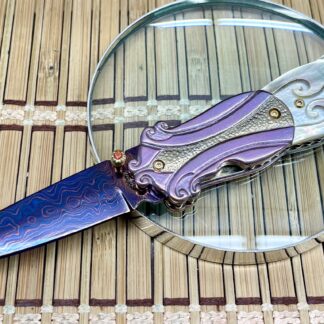 Suchat Jangtanong Custom Black Lip Pearl Anodized Titanium Damascus Steel Art Knife