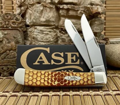 Case XX USA Chestnut Bone Gold Edition Honeycomb 1/500 Trapper Knife