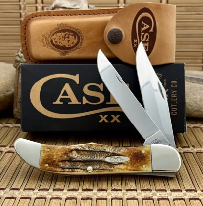 Case XX USA 2024 6.5 Burnt Bone Stag 3574 Folding Hunter Knife w/Sheath