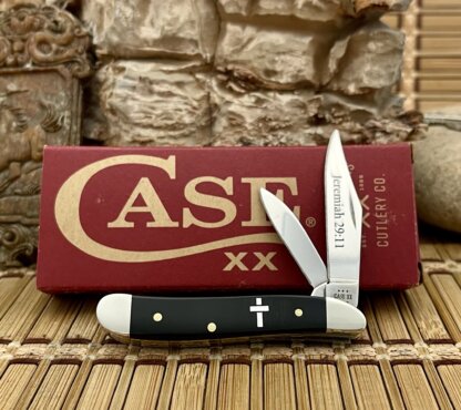 Case XX USA 2024 Smooth Black Jeremiah 29:11 Cross 60866 Peanut Pocket Knife