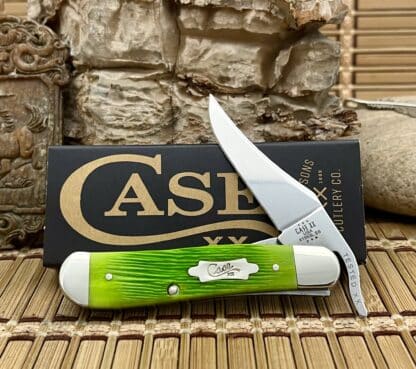 Case XX USA 2024 Lime Green Barnboard Bone 61043 Russlock Pocket Knife