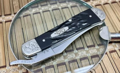 Case XX USA Custom Rough Black Scrolled AAA+++ Russlock Pocket Knife NEW - Image 2