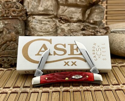 Case XX USA Peachseed Dark Red Bone 31949 Carbon Small Congress Knife