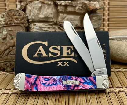 Case XX USA Beautiful Custom Pink Sapphire Engraved Trapper Pocket Knife