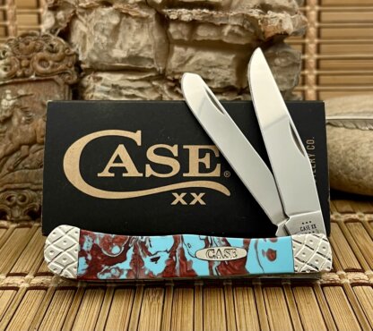 Case XX USA Custom Cranberry Turquoise Engraved Trapper Pocket Knife