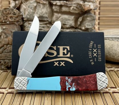 Case XX USA Custom Cranberry Turquoise Engraved Trapper Pocket Knife - Image 3