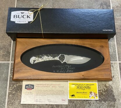 Buck 113 USA Painted Pony Gold Vein Black Jet & Silver Ranger Skinner Knife 1/100