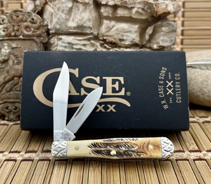 Case XX USA Custom 6.5 BONE STAG Engraved Swell Center Jack Knife #12 - Image 4