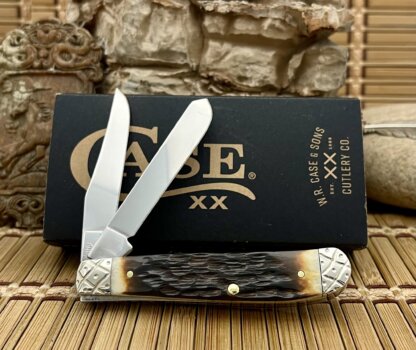 Case XX Amazing Custom Hand-Fired Peachseed AMBER Bone Mini Trapper Knife #44 - Image 4