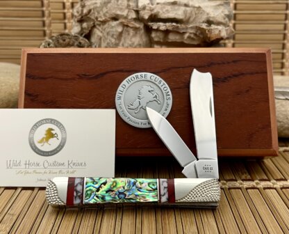 Case XX Wild Horse Custom Abalone & Bloody Jasper Razor Barlow Knife #02