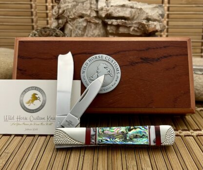 Case XX Wild Horse Custom Abalone & Bloody Jasper Razor Barlow Knife #02 - Image 4