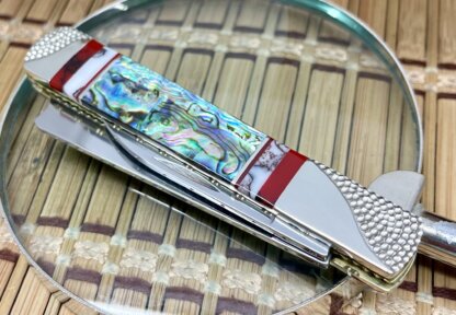 Case XX Wild Horse Custom Abalone & Bloody Jasper Razor Barlow Knife #02 - Image 5