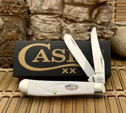 Case XX USA 2024 Rough White 14101 Stars & Stripes Mini Trapper  Knife