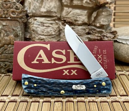 Case XX USA 2023 Pocket Worn Peachseed Mediterranean Blue Bone 51854 Sod Buster Jr. Pocket Knife