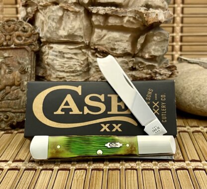 Case XX USA 2024 Hand-Fired Lime Green Barnboard Bone Razor Barlow Knife