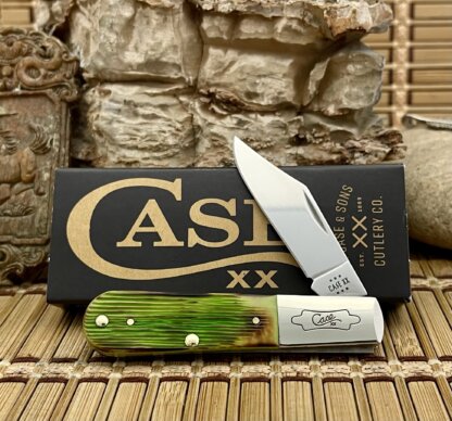 Case XX USA 2024 Hand-Fired Lime Green Barnboard Bone Barlow Knife