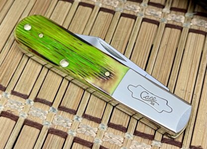 Case XX USA 2024 Hand-Fired Lime Green Barnboard Bone Barlow Knife - Image 2