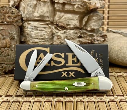 Case XX USA 2024 Hand-Fired Lime Green Barnboard Bone Seahorse Whittler Knife