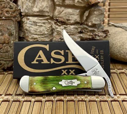 Case XX USA 2024 Hand-Fired Lime Green Barnboard Bone Russlock Knife