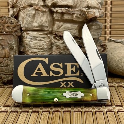 Case XX USA 2024 Hand-Fired Lime Green Barnboard Bone Trapper Knife