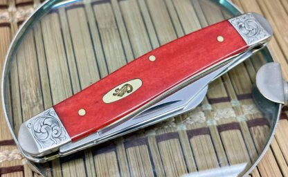 Case XX USA Custom Smooth Red Bone Scrolled Stockman Knife - Image 2