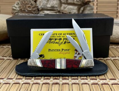 Buck 303 USA Painted Pony Gold Lip Pearl & Bloody Jasper Cadet Knife