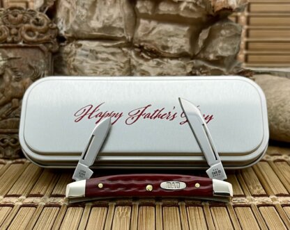 Case XX USA Old Red Bone Fathers Day Small Congress Knife in Tin