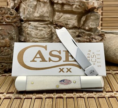 Case XX USA Natural Bone 14096 Stars & Stripes Carbon Razor Barlow Knife