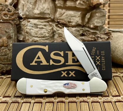 Case XX USA 2024 Rough White 14104 Stars & Stripes Mini Copperlock Knife