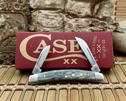 Case XX USA Pocket Worn Crandall GRAY Bone Carbon 58422 Small Congress Knife