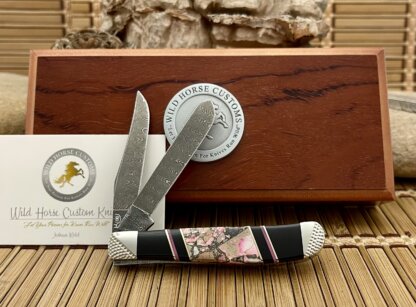 Case XX Wild Horse Custom Pink Jasper W/Pyrite Damascus Mini Trapper Knife #1 - Image 4