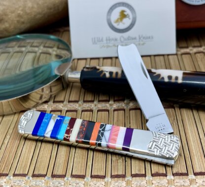 Case XX Wild Horse Custom Exotic PATCHWORK Gemstone Razor Barlow Knife #01 - Image 2