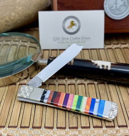 Case XX Wild Horse Custom Exotic PATCHWORK Gemstone Razor Barlow Knife #01 - Image 4