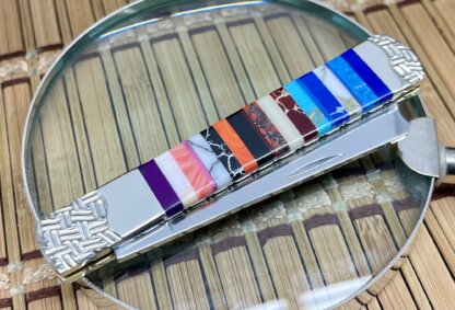 Case XX Wild Horse Custom Exotic PATCHWORK Gemstone Razor Barlow Knife #01 - Image 3