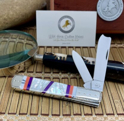 Case XX Wild Horse Custom Mother of Pearl & Salmon Coral Razor Barlow Knife #01 - Image 2