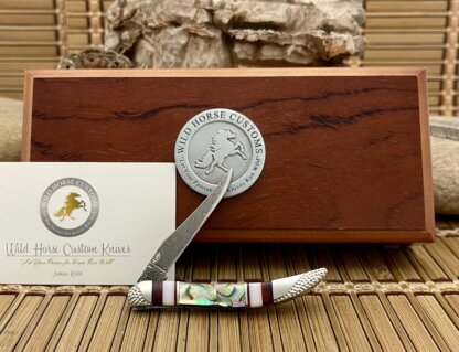 Case XX Wild Horse Custom Abalone & Bloody Jasper Damascus Toothpick Knife #1 - Image 4