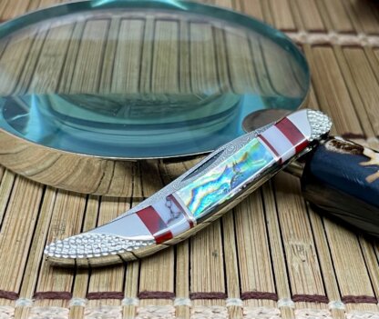 Case XX Wild Horse Custom Abalone & Bloody Jasper Damascus Toothpick Knife #1 - Image 3