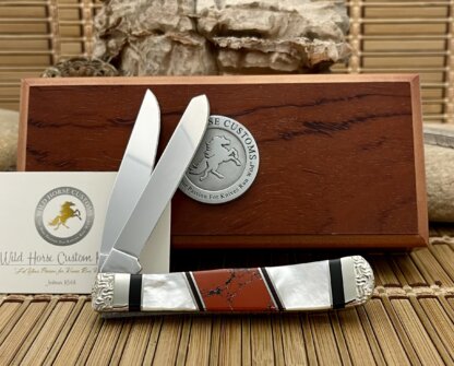 Case XX Wild Horse Custom Mother of Pearl & Red Jasper Trapper Knife #2 - Image 3