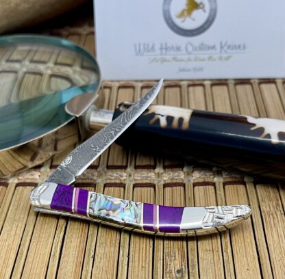 Case XX Wild Horse Custom Exotic Sugalite & Abalone Damascus Toothpick Knife #1 - Image 4