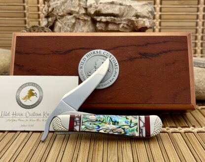 Case XX Wild Horse Custom Abalone & Bloody Jasper Russlock Knife #01 - Image 4