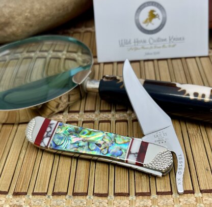 Case XX Wild Horse Custom Abalone & Bloody Jasper Russlock Knife #01 - Image 2