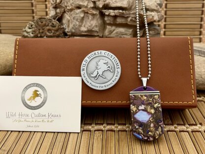 Wild Horse Custom Exotic Sugalite & 24kt Purple Turquoise Nickel Silver Knife Collectors Dog Tags #1