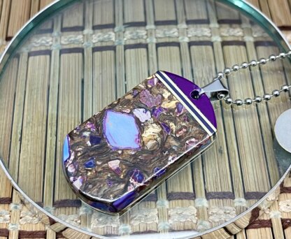 Wild Horse Custom Exotic Sugalite & 24kt Purple Turquoise Nickel Silver Knife Collectors Dog Tags #1 - Image 2