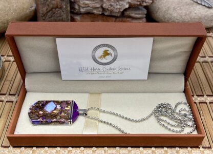 Wild Horse Custom Exotic Sugalite & 24kt Purple Turquoise Nickel Silver Knife Collectors Dog Tags #1 - Image 4