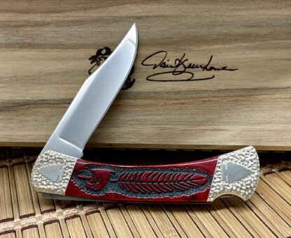 Buck 110 David Yellowhorse Bloody Jasper EAGLE Feather Artist Proof Hunter Knife - Image 4